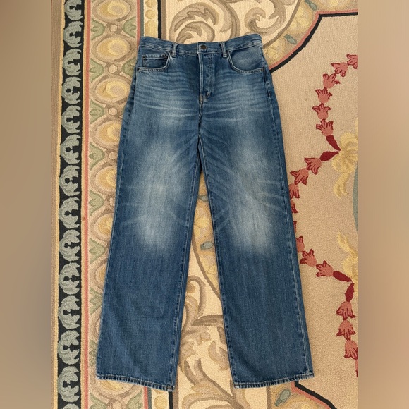 Zara full length loose fit wide leg jeans in faded wash. Size 8. - Picture 4 of 6